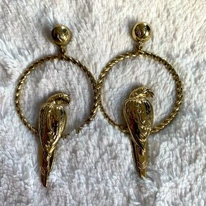 Melody Ehsani “Free Bird” Gold Hoop Parrot Earrings